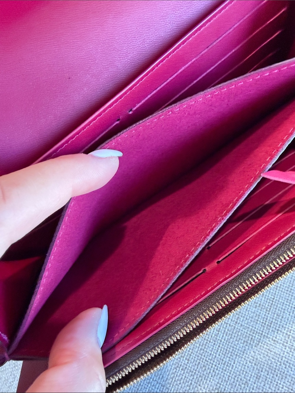 LOUIS VUITTON FLORE WALLET Fuschia Raspberry Monogram Canvas Long Wallet - Picture 13 of 13